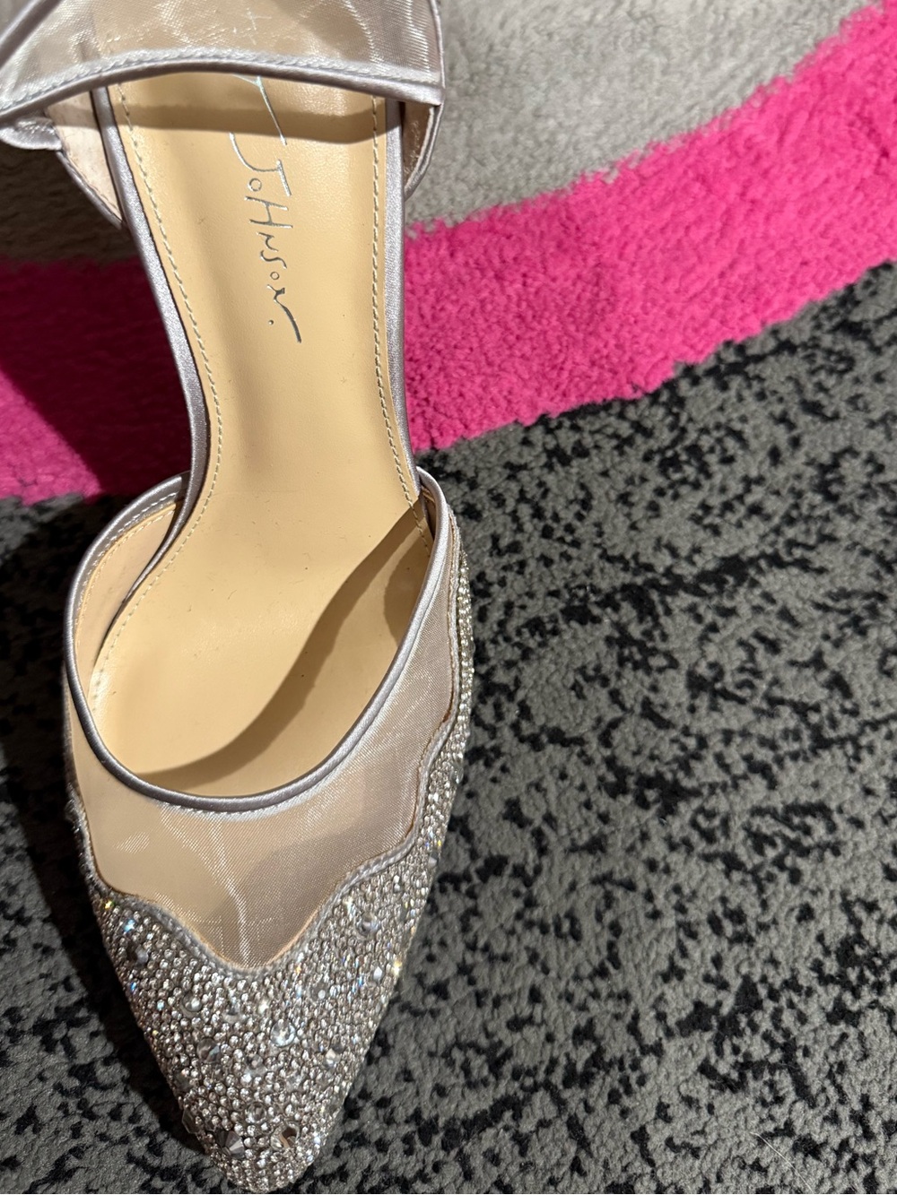 Silver Crystal-Embellished Womens Pointed-Toe Heel